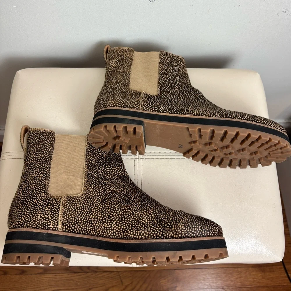 Madewell The Ivy Chelsea Boots In Mini Dot Calf Hair Print Size 10